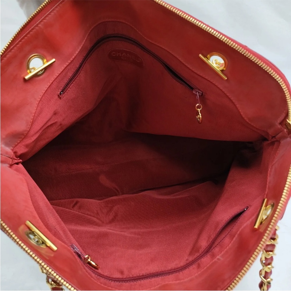 Authentic Chanel Enamel Red With Chain - Picture 12 of 13